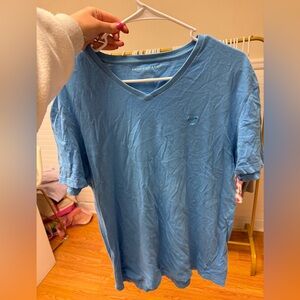 American Eagle Outfitters Men's Sky Blue V-Neck Tee